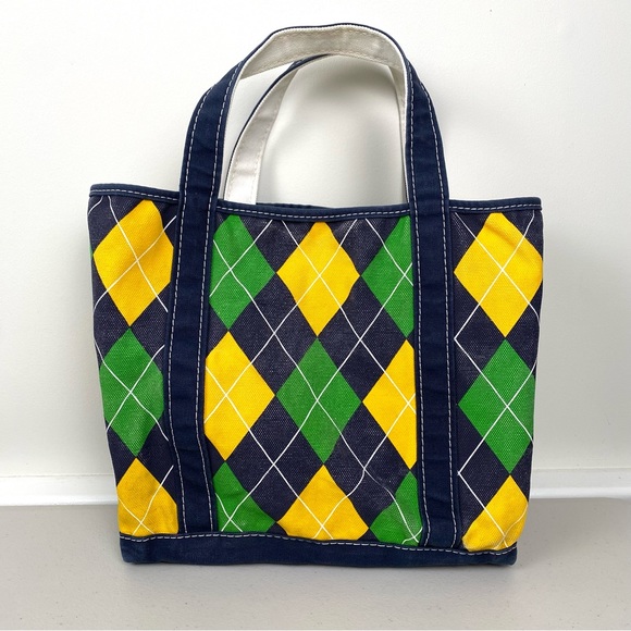L.L. Bean Bags Ll Bean Boat And Tote Argyle Bag Canvas Cotton Navy